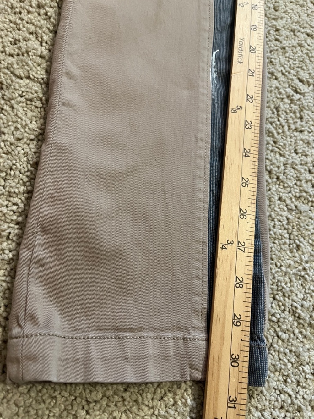 Anthro Pilcro Patchwork Painters Pants Khaki Tan Blue Pink Accents Hyphen Sz 28 - Picture 10 of 10